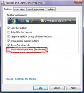 disable taskbar preview pane