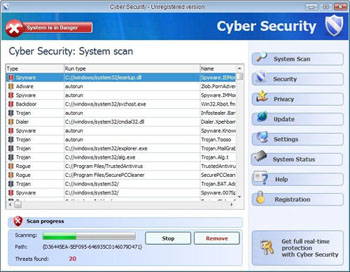 remove cyber security, uninstall cyber security, cyber security antispyware