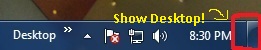 show desktop shortcut, show desktop shortcut win 7, show desktop shortcut window 7