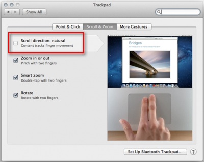 mac lion track pad reverse scrolling, trackpad reverse scrolling