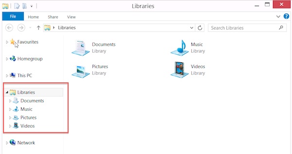 win 8.1 enable libraries 