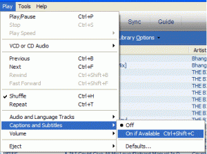 Window Media Player, subtitle, captions
